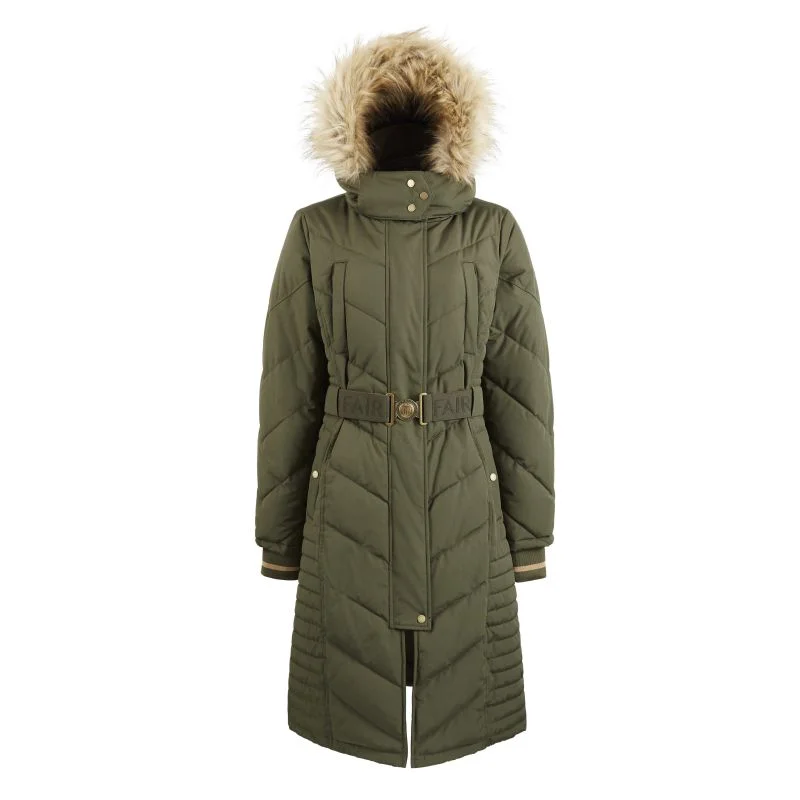 Fairfax & Favor Charlotte Padded Ladies Longline Coat - Khaki