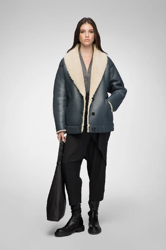 Nila - Indigo Shearling Coat