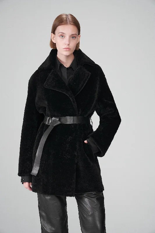 Veronique - Black Shearling Coat