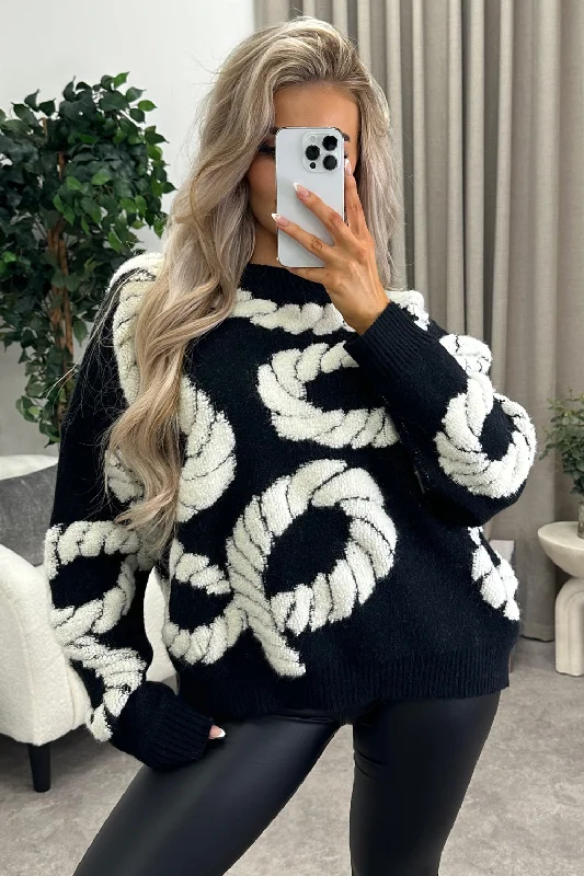 Vicky Black Rope Knit Jumper