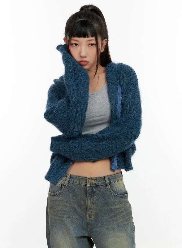 Zip-up Knit Hooded Cardigan CN401