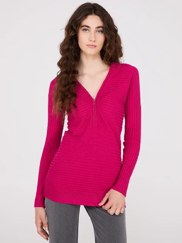 Zipper V-Neck Sweater