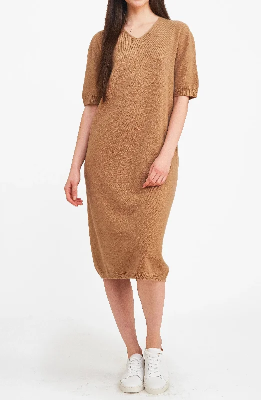 3D Printed Cashmere Dress - Camel