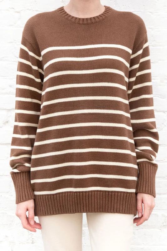 Ivory and Brown Thin Stripes