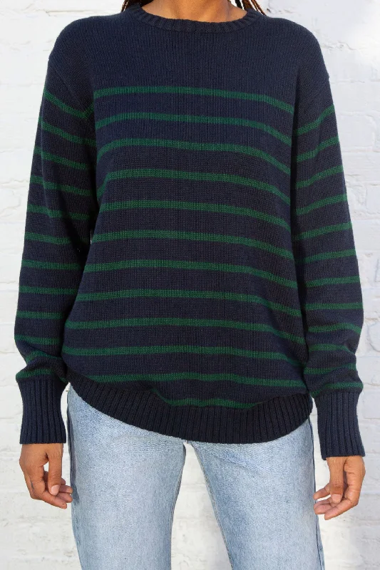 Navy Blue And Thin Dark Green Stripes