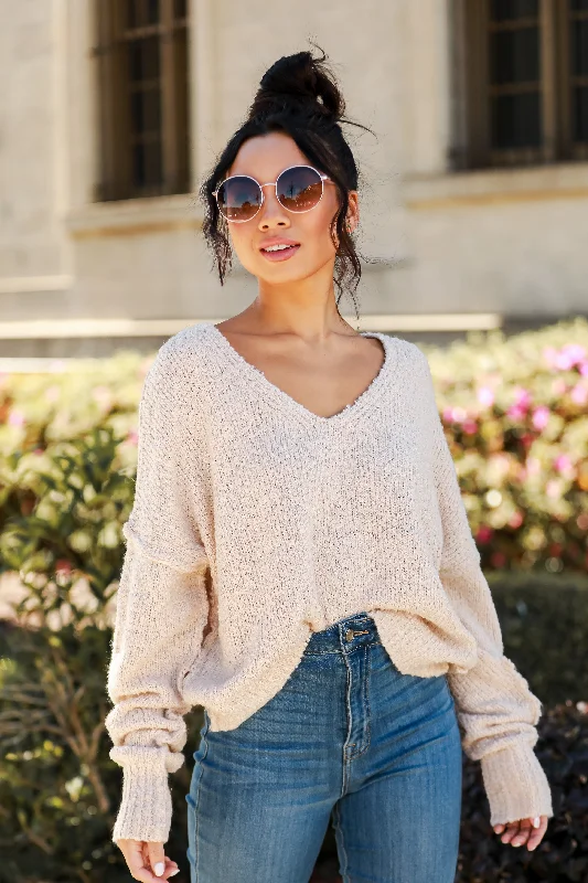 FINAL SALE - Charming Purpose Cream Oversized Sweater