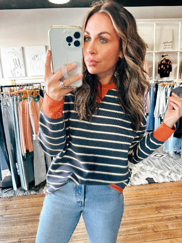 Eryn Blue/Orange Stripe Sweater