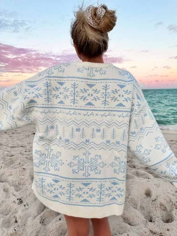 Home For Christmas Snowflake Oversized Sweater