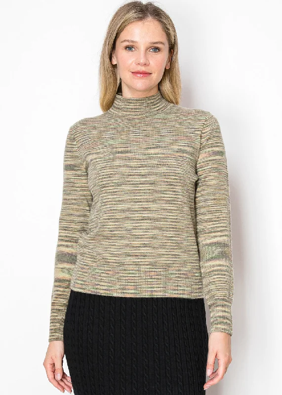 Olive Striped Mock Turtleneck Sweater