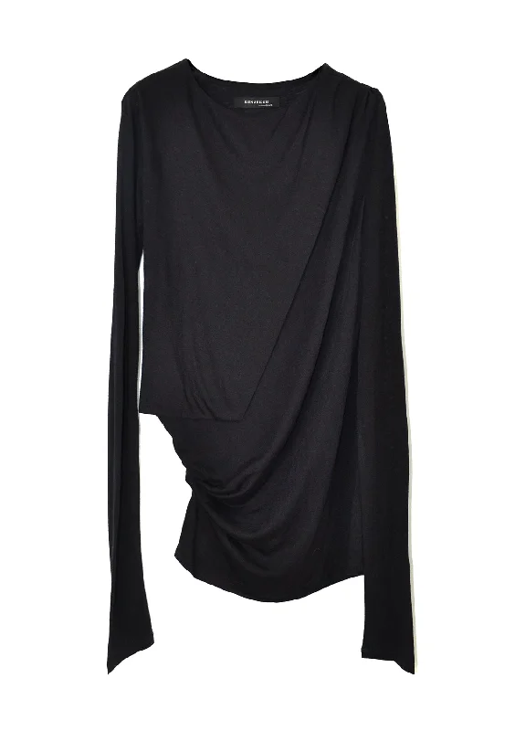 "SABIC" DRAPE TOP - BLACK