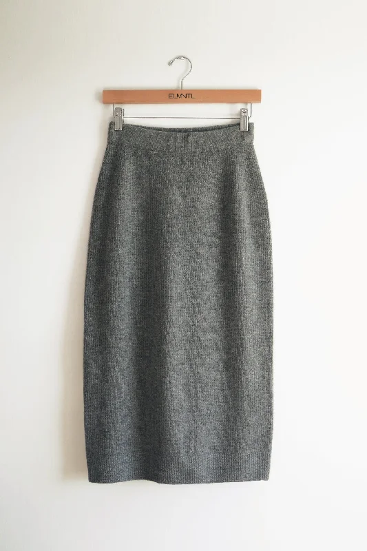 Waffle Midi Skirt -Grey