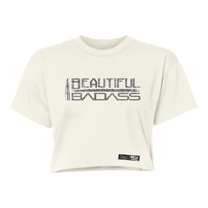 Women's Beautiful Badass Cropped T-Shirt- Natural