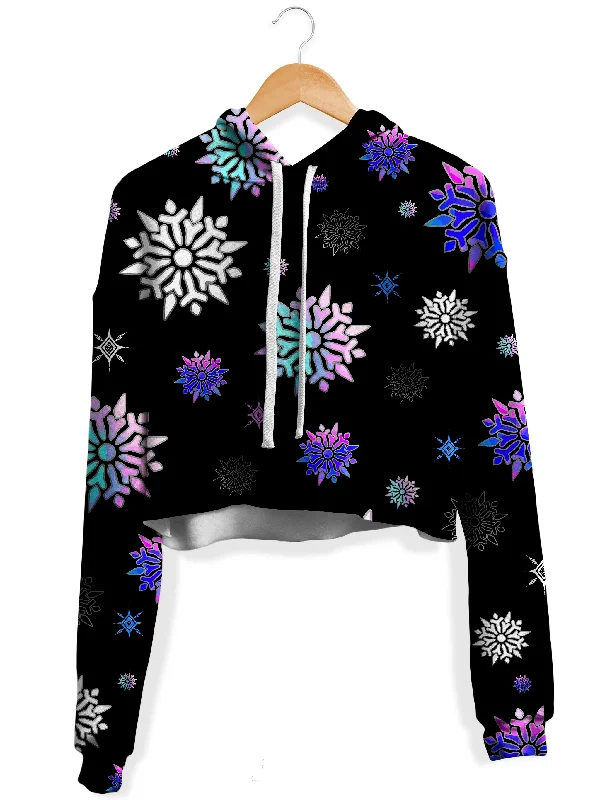 Festive Night Sky Fleece Crop Hoodie