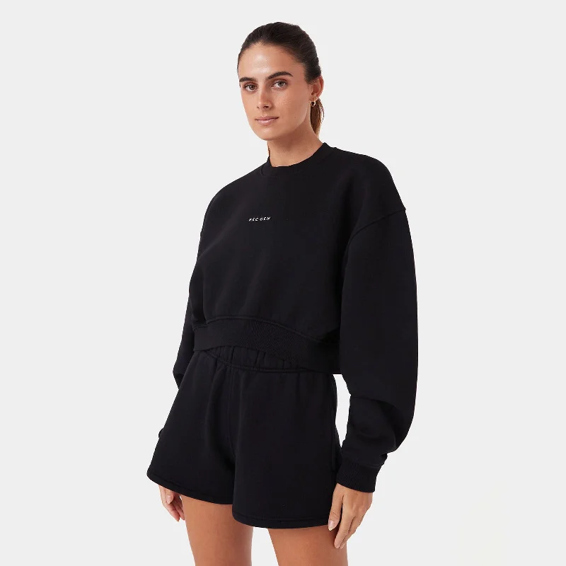 REC GEN - Float Fleece Crop Crew Black