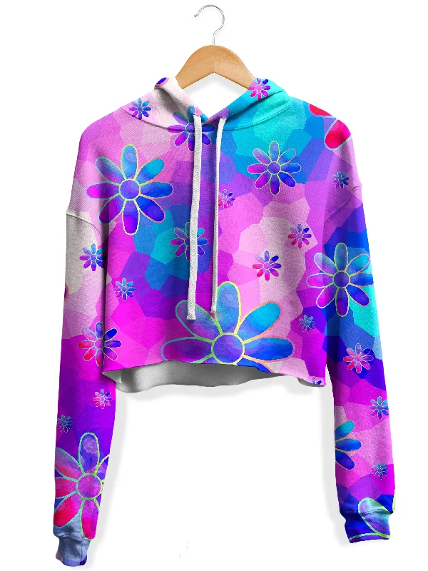 Flower Power Journey Fleece Crop Hoodie