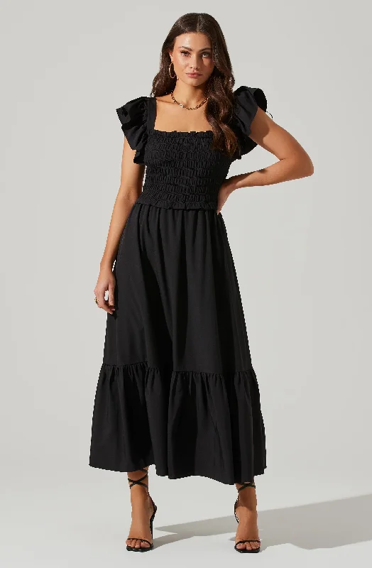 Flutter Sleeve Midi Dress