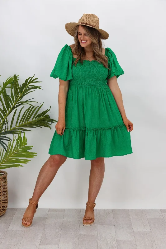 Iris Maxi Puffy Sleeve Dress Green