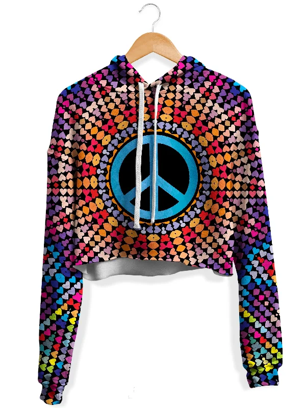 Love And Peace Fleece Crop Hoodie