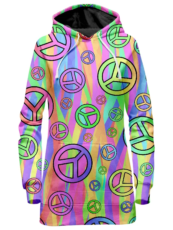 Retro Peace Symbol Hoodie Dress