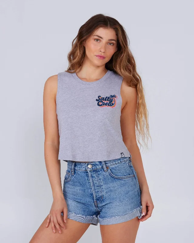 Salty Seventies Cropped Tank - Athletic Heather