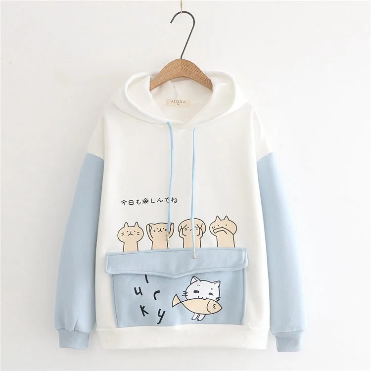 Whisker Whimsy: Harajuku Funny Kitty Cat Letter Hoodie - Dive into the World of Playful Comfort! ??