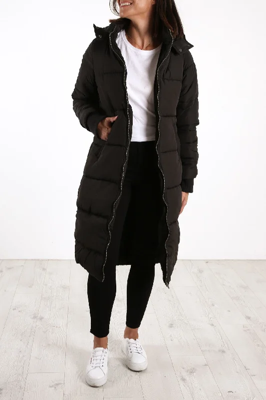 Zoe Longline Puffer Black