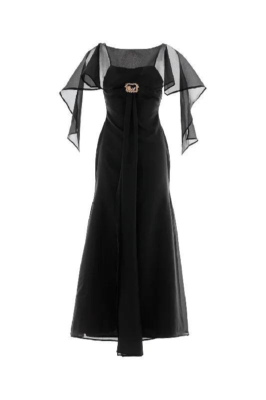 Hades A-line V-Neck Silk Ankle Length Dress