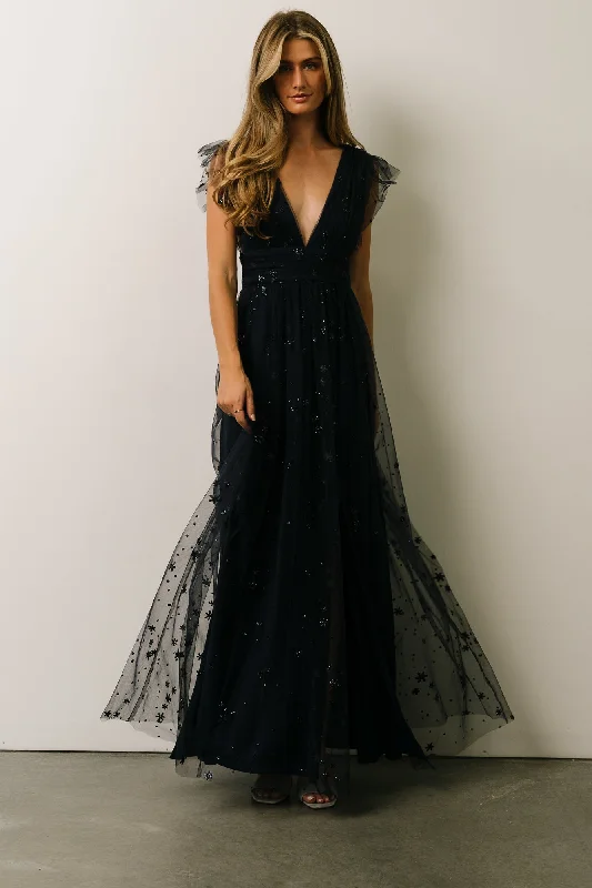 Nova Shimmer Maxi Dress | Navy