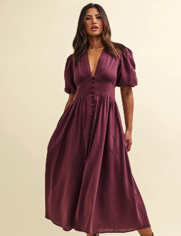 Plum Starlight Midi Dress