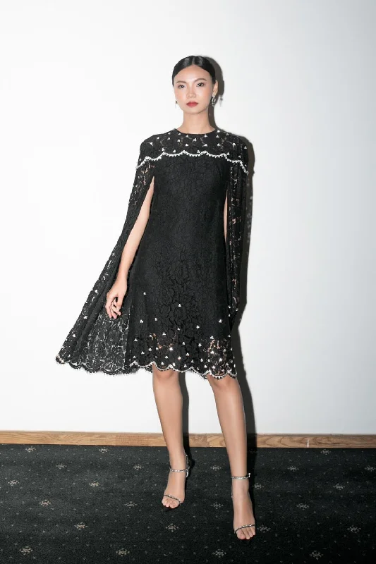 Selma Lace Cape Dress