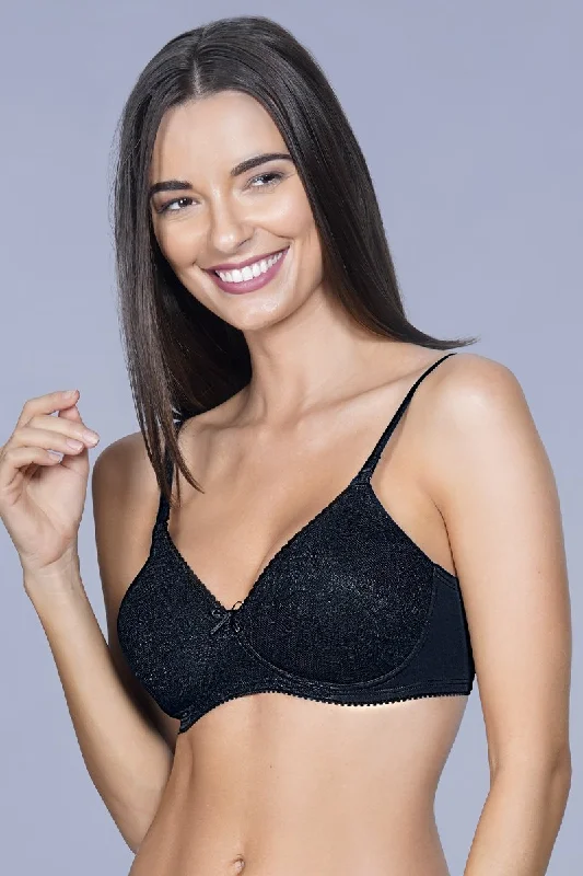 sleep bras for all night comfortLace Essentials Padded Non-Wired Bra - Black