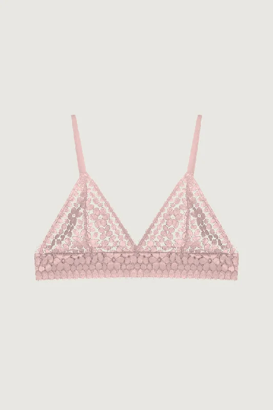 seamless bras for invisible under clothes柔絲・軟蕾絲法式三角杯｜櫻花粉