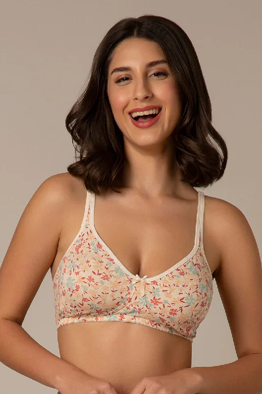 plunge wireless bras for a natural lookChic Comfort Non-Padded and Non-Wired Cotton Bra - Daisy Print plunge wireless bras for a natural lookChic Comfort Non-Padded and Non-Wired Cotton Bra - Daisy Print