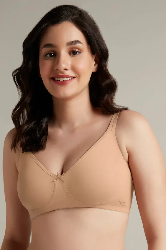 seamless t - shirt bras for everyday wearChic Comfort Non-Padded and Non-Wired Cotton Bra - Sandalwood seamless t - shirt bras for everyday wearChic Comfort Non-Padded and Non-Wired Cotton Bra - Sandalwood