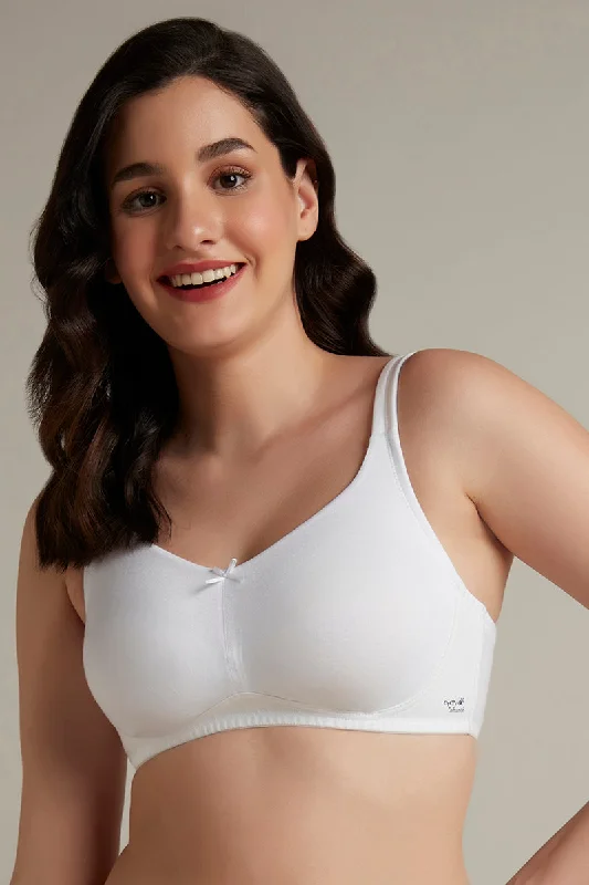 nursing bras for new mothersDreamy comfort Non-Padded Non-Wired Cotton Bra - White