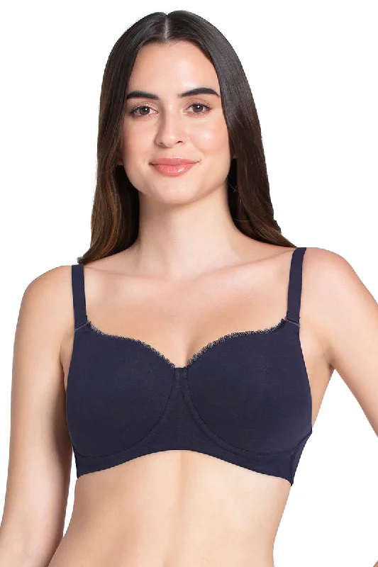 moisture wicking sleep bras for hot sleepersEssential Padded Wirefree Bra - Midnight Blue moisture wicking sleep bras for hot sleepersEssential Padded Wirefree Bra - Midnight Blue