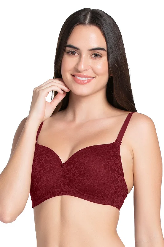 plunge t - shirt bras for a sleek appearanceFloral Romance Padded Non-wired Lace Bra - Burgundy Wine Lace plunge t - shirt bras for a sleek appearanceFloral Romance Padded Non-wired Lace Bra - Burgundy Wine Lace