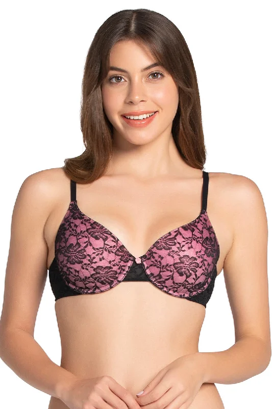 minimizer plus size bras for curvy figuresFloral Romance Padded Wired Lace Bra - Black-Sea Pink minimizer plus size bras for curvy figuresFloral Romance Padded Wired Lace Bra - Black-Sea Pink