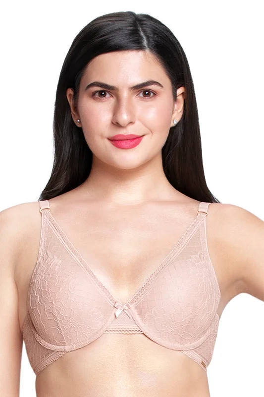 nursing bras for new mothersHigh Apex Lace Padded wired Bra - Misty Rose