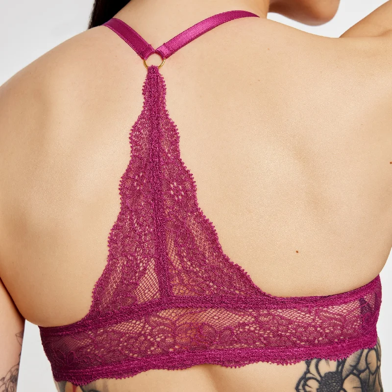 backless bras for revealing outfitsLace Racerback Lift Up Bra Cerise