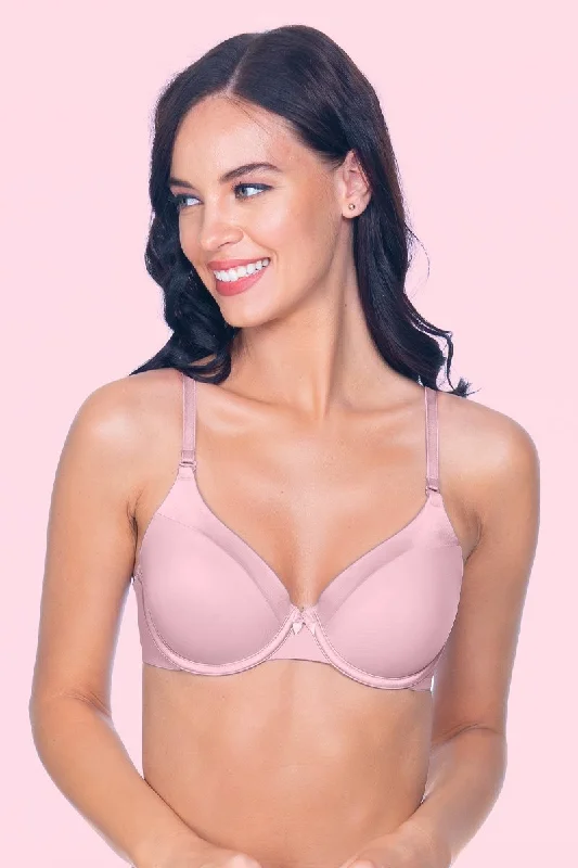 full cup bras for complete coverageSatin Edge Padded Wired  Bra - Dawn Light Pink
