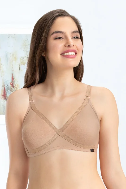convertible sports bras for versatile useevery de Non-Padded Non Wired Smoothing Crossover Bra - Sandalwood convertible sports bras for versatile useevery de Non-Padded Non Wired Smoothing Crossover Bra - Sandalwood