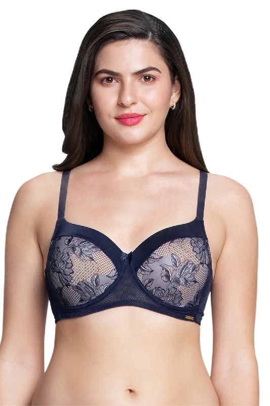 plus size bralette bras for comfortSatin Touch Padded Non-Wired Lace Bra - Evening Blue plus size bralette bras for comfortSatin Touch Padded Non-Wired Lace Bra - Evening Blue
