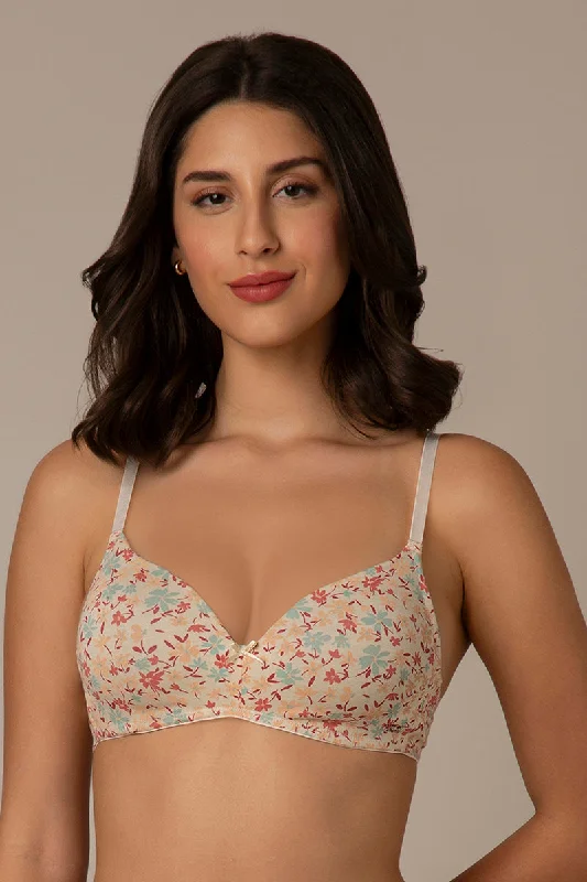 plunge push up bras for a bold lookSmooth Style Padded Non-Wired Cotton Bra - Daisy Print plunge push up bras for a bold lookSmooth Style Padded Non-Wired Cotton Bra - Daisy Print