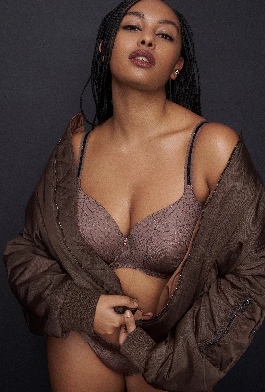 plus size women designer bra for stylish designsAjusco Padded Heartshape Bra In Caribe Taupe - Prima Donna