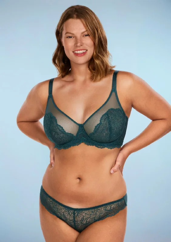 Lace bras for a feminine and elegant touch​ Blossom Balsam Blue Unlined Lace Bra Set