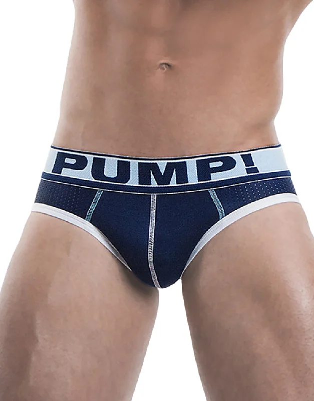 Bra with a satin - lined cup for a smooth and comfortable fit PUMP! Men's Blue Steel Low Rise Mesh Brief Blue/White 12029 Bra with a satin - lined cup for a smooth and comfortable fit PUMP! Men's Blue Steel Low Rise Mesh Brief Blue/White 12029