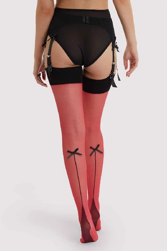 Balconette bras with a stylish and flattering design​ Bow Back Seamed Stockings Red
