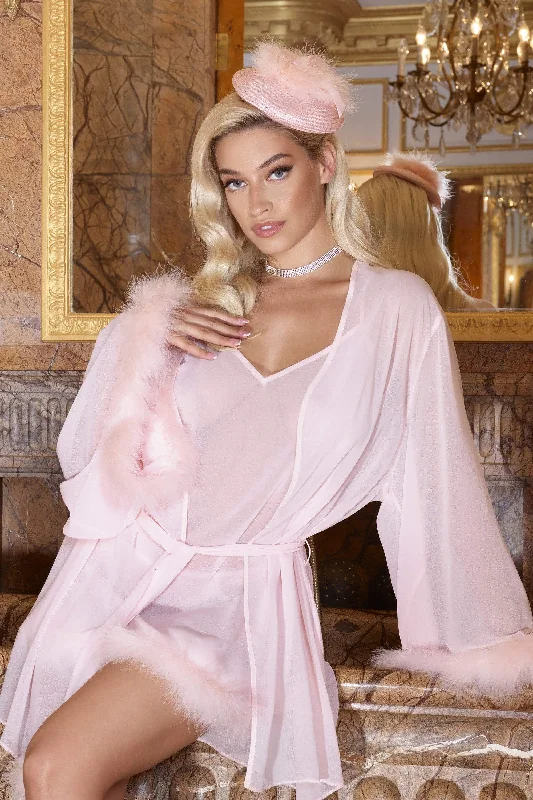 Bra with a contour memory foam cup for a natural look​ Peach Feather Robe