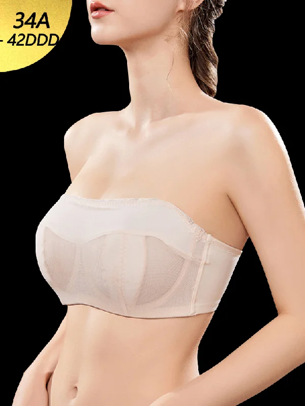 Bra with a balconette style for a flirty neckline Breathable Bandeau Strapless Underwire Bra Bra with a balconette style for a flirty neckline Breathable Bandeau Strapless Underwire Bra